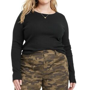 NEW Universal Thread Long Sleeve Shrunken Rib Ebony T-Shirt XXL